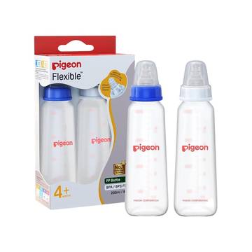 Pigeon Baby Flexible Feeding Bottle (4+ months) (Blue & White)